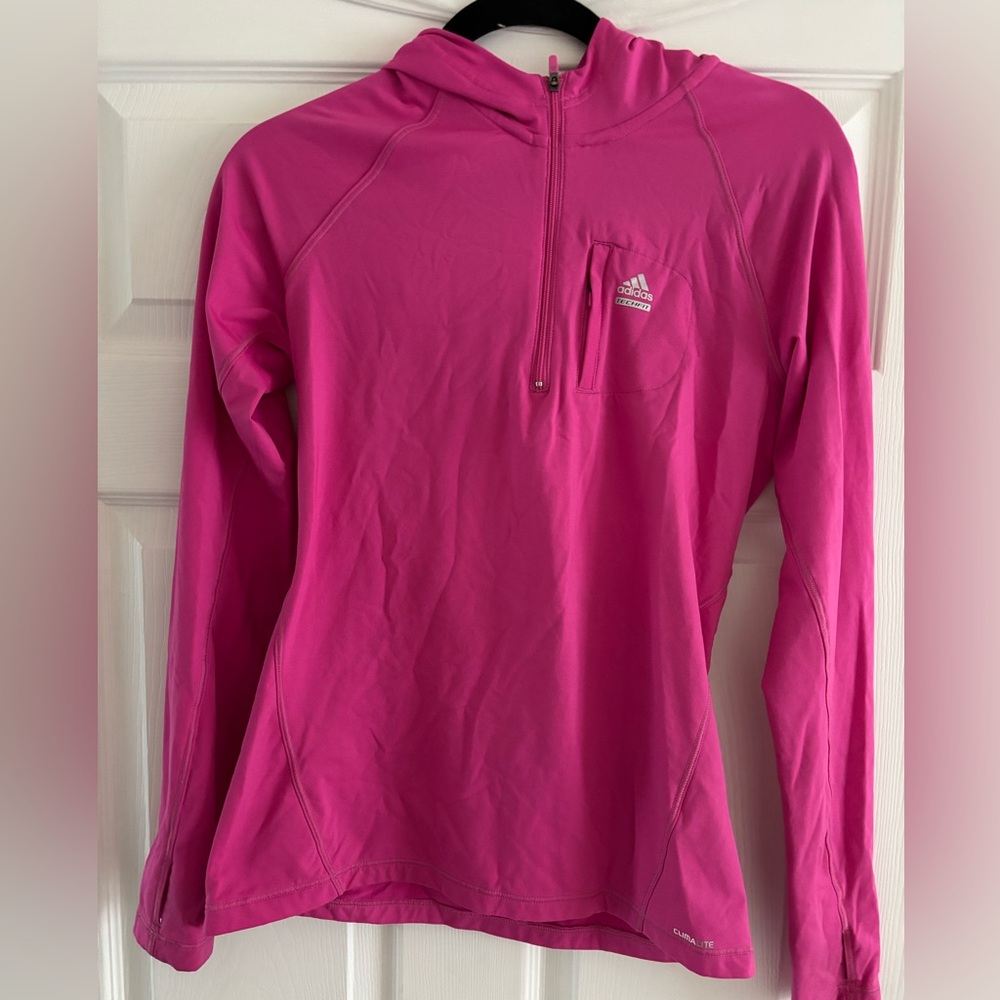 NWOT Adidas Pink Hoodie Zip Hoodie; Multiple Pockets; Girl Juniors Medium